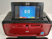 HP Photosmart A637 Printer with Power Cord - Needs Ink - Powering on - Untested