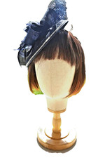 Black Fascinator Hat Kentucky Derby Wedding Church Tea Party Feather Veil
