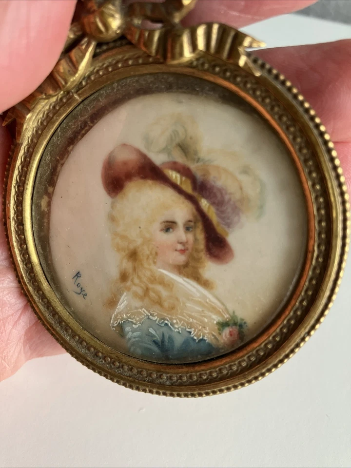 Antique French? Enamel Miniature Painting In Beautiful Frame Signed - Image 3 of 4