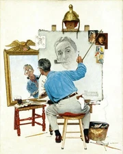 Norman Rockwell Triple Self-Portrait, wall Art Home Decor