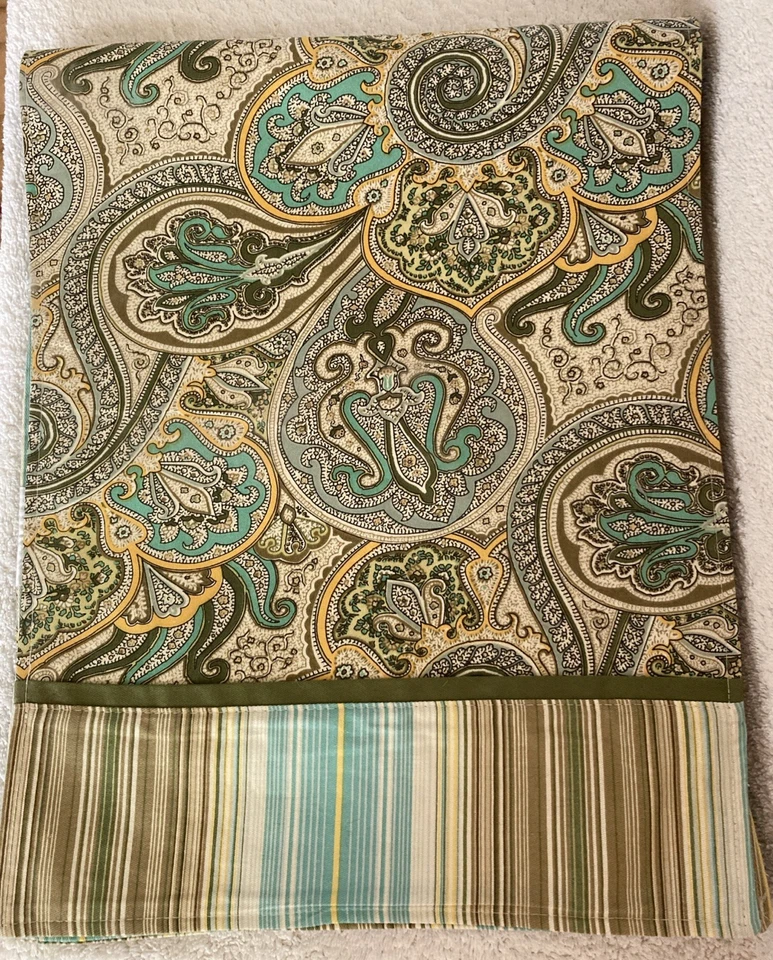 Waverly Table Runner Pastel Green Blue Paisley & Stripe Pattern 14 X 72” EUC - Image 2 of 4