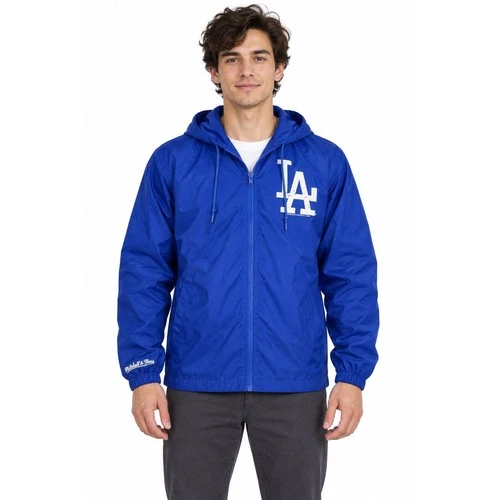 Mitchell & Ness LA Dodgers Windbreaker Mens Small Blue Hooded Cooperstown Jacket - product listing photo