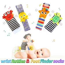 High Contrast Baby Toys Infant Rattle Socks and Wrist Rattles Set 0-12 Months