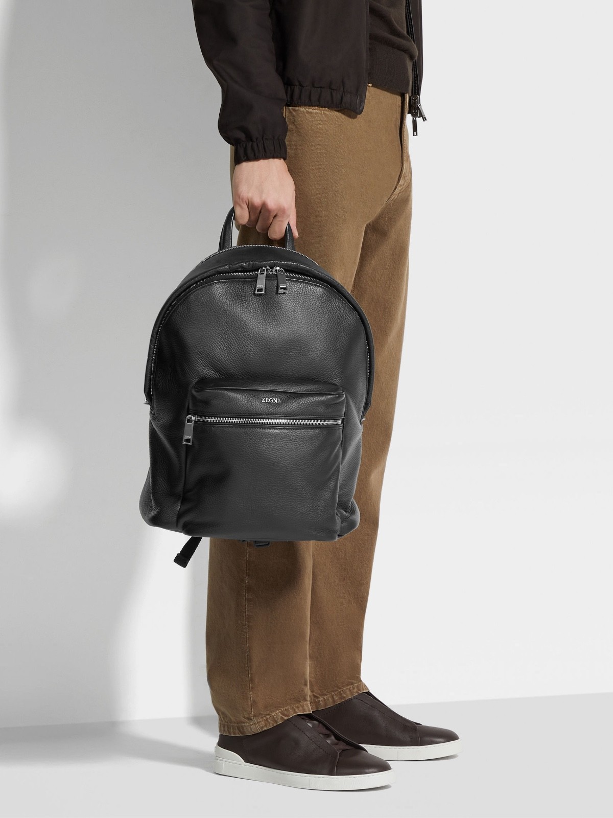 ZEGNA BLACK DEERSKIN HOODIE BACKPACK image 3