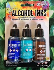 Tim Holtz Alcohol Ink Mariner Set- Indigo Mermaid Teakwood - 0.5oz 3/pk RANGER