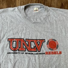 Vintage UNLV Rebels T Shirt Size Large Slim Fit 80s Single Stitch University Tee