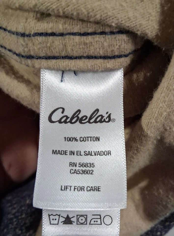 Cabela's Men's Vintage Gray 100% Cotton Button Up Collared Shirt 2XL Reg Lined  - Image 4 of 4