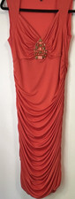 Star by Julian Macdonald Ruched Sleeveless Bodycon Midi Dress Coral Size 12