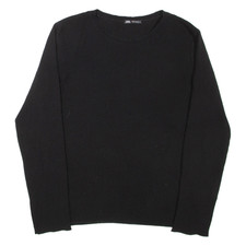 ZARA Top Donna Nero Manica Lunga M