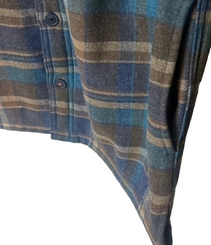 Weatherproof Men's S Flannel Plaid Fleece Blue Brown Button Down Barn Jacket image 7