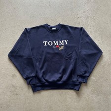 Vintage 90s Tommy Hilfiger Sweatshirt Size Medium Navy Blue Crewneck USA Made