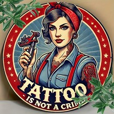 1pc Vintage Tattoo Artist Tin Metal Signs, 8x8inch Aluminum Wall Art, Waterproo