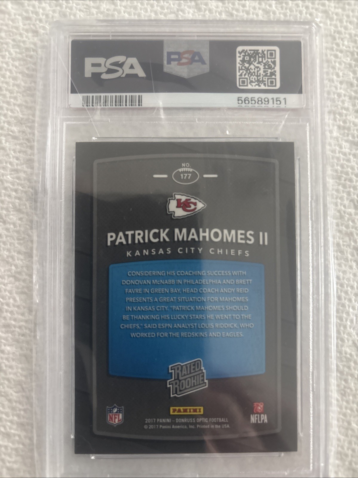 2017 Donruss Optic - Rated Rookie Patrick Mahomes II #177 (RC) view 2