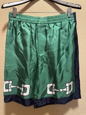 New Gucci Horsebit Logo Silk Shorts Green Size IT 46/ US S 30 - 32 Waist