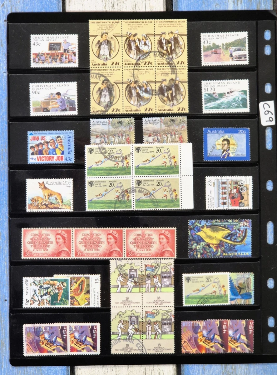 AUSTRALIA - Nice Page of Australian Stamps - Blocks & Strips (C69) Sold as Seen