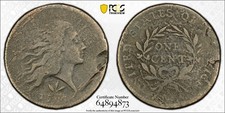 1793 Wreath Large Cent PCGS FINE Details Planchet Flaw Vine and Bars Edge Nice