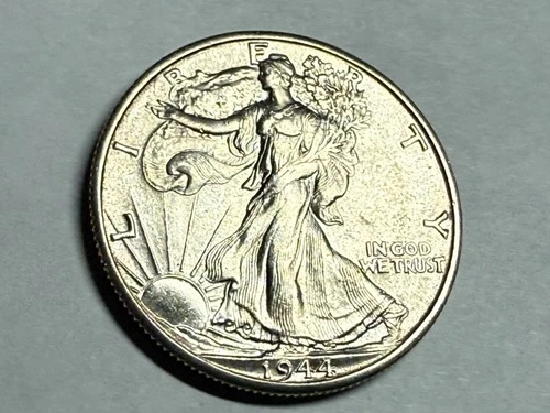 1944-D WALKING LIBERTY silver half dollar. Deep satiny BU #q1