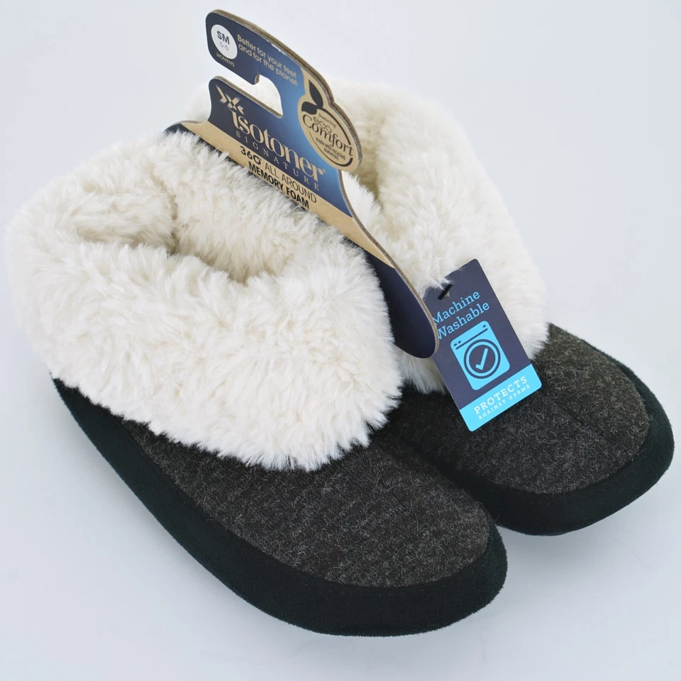 ISOTONER Feminino TAMANHO 5-6 PEQUENO Marisol BOTA PRETA URZE CHINELO Acabamento de Pele - Imagem 4 de 4