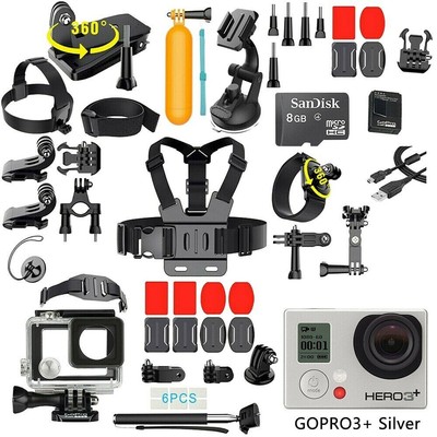 Gopro Hero3 Silver Edition Camcorder Chdhn 302 40 Pcs Accessory 8g Sd Card Ebay