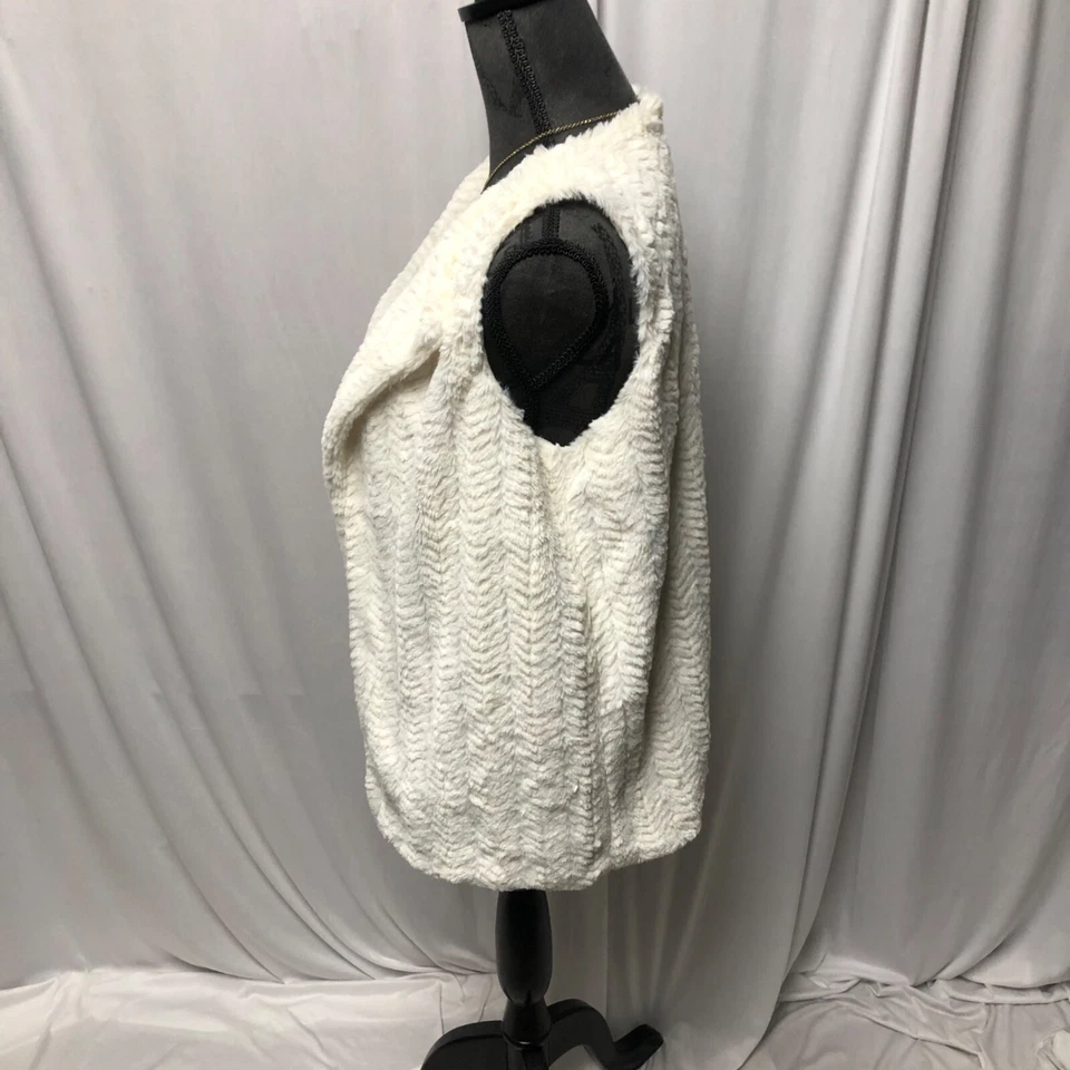 Colete de pele sintética creme glória desbotada meninas tamanho XL 14-16 macio forrado difuso frente aberta - Imagem 3 de 4