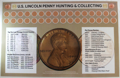 U.S. Lincoln Penny Hunting and Collecting 11'' x 17'' Coin Roll Sorting Mat