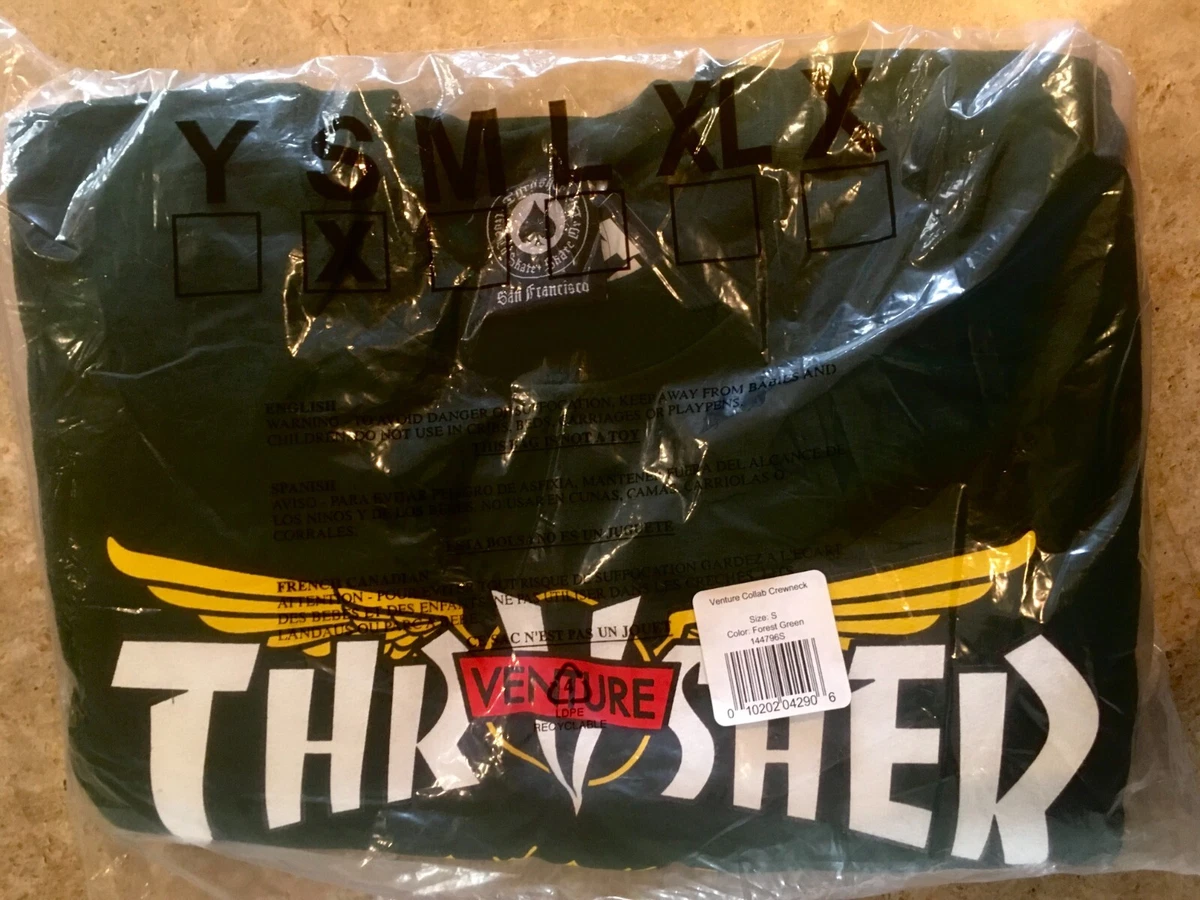 Thrasher x Venture Awake Wings Collab Men s LongSleeve Crew Sweatshirt NIB Small