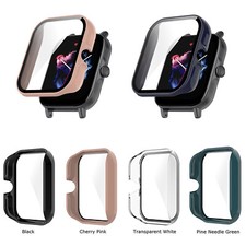 Full Coverage PC Glass Screen Protector Watch Case Cover For Amazfit GTS 3 Watch