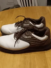 Mens Etonic Golf shoes leather 10.5 white brown lace up