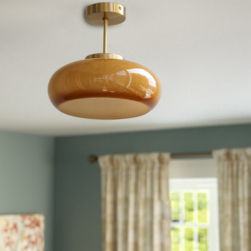 French Country Chandelier Glass Pendant Light Semi Flush Mount Ceiling Lamp - Picture 9 of 10