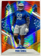 2021 Panini Phoenix Penei Sewell Rookie Fire Burst Card RC #143 Detroit Lions