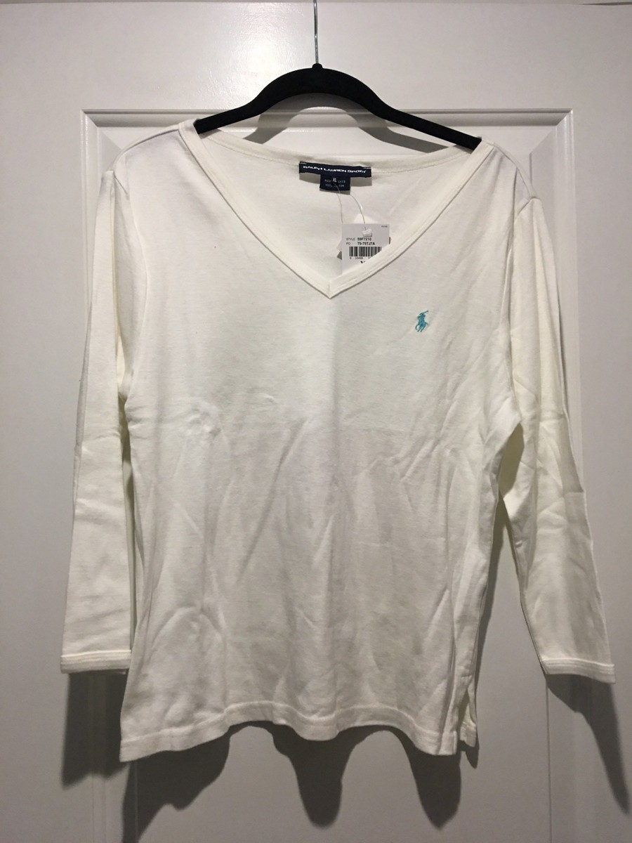 New With Tags Ralph Lauren Sport Womens White Long Sleeve