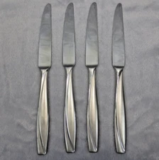 ONEIDA Camlynn Cleo Dinner Knives Stainless Glossy Curved Line Set of 4 Flatware