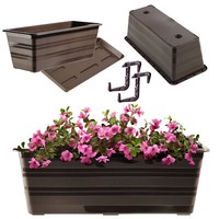 Kadax Blumenkasten Mit Untersetzer Und 2 Griff, Braun, 40 Cm