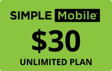 Simple Mobile 30/Month Refill Pin,Unlimited Talk, Text,  5 GB of Data 