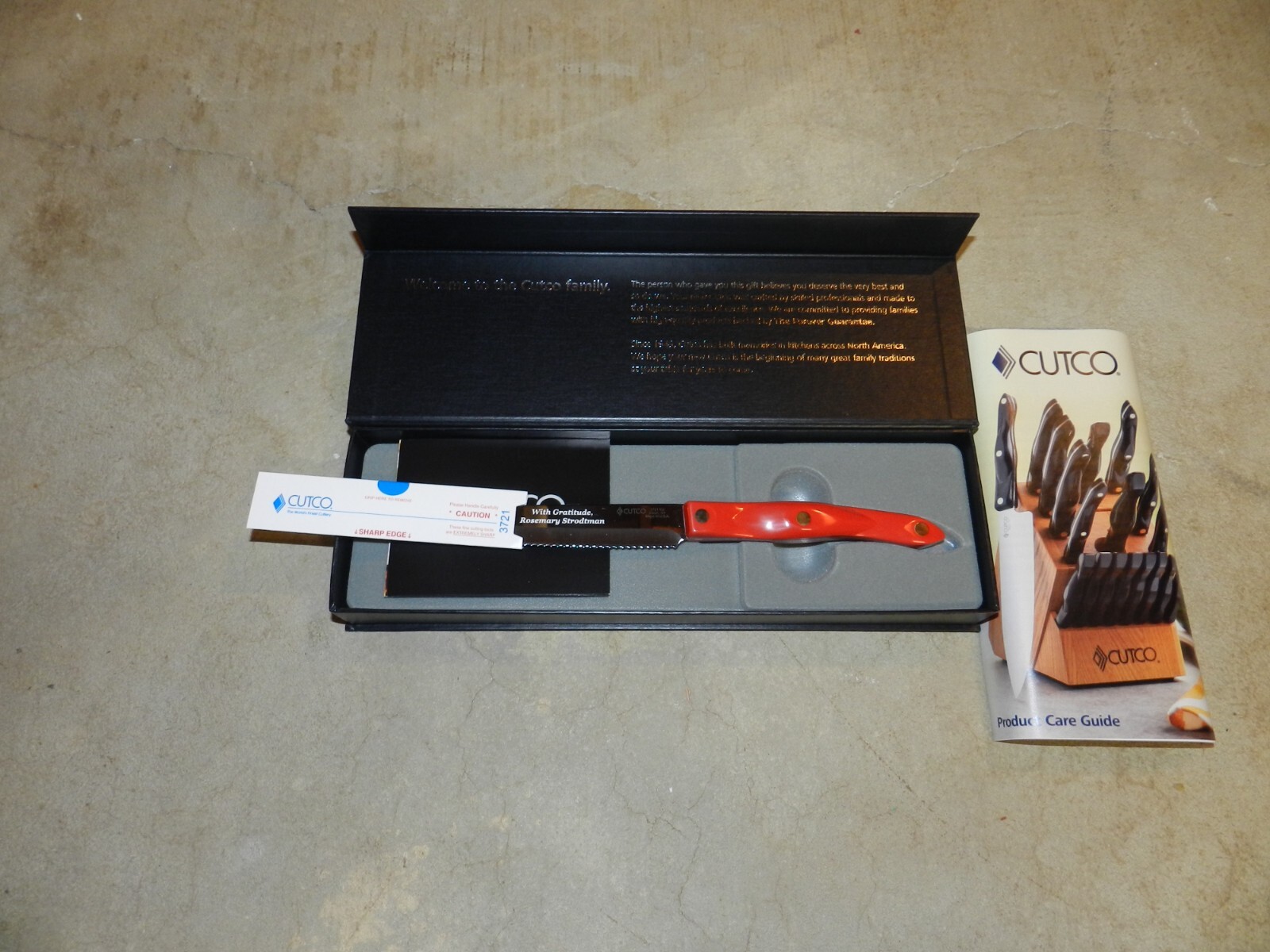 Cutco Santoku Style Trimmer Knife 3721 Red Handle ENGRAVED BRAND NEW