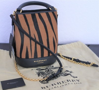 BURBERRY PRORSUM Small Bucket Backpack Camel Leopard Calf Hair