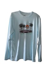 Vapor Apparel Waves Are Free Shirt Long Sleeve UPF 50+ Blue Size Large L New