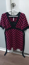 Gitano Black/Pink Striped Blouse/Tunic Womens L