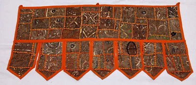 India Patchwork Naranja Pared Decoración Hecha a Mano Tapiz V - Imagen 1 de 4