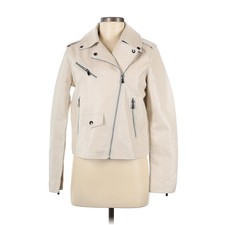 Lulu's Out For The Night Beige Vegan Leather Moto Jacket S Nwt