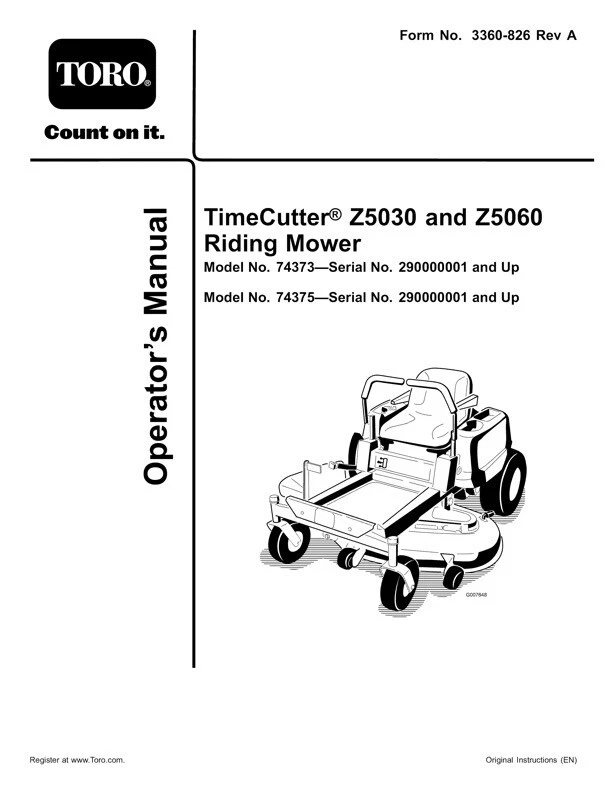 Timecutter z5060 online