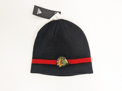 Chicago Black Hawks Coach Beanie Adidas Winter Hat One Size Fits Most OSFM New 