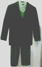 Boys 12 4 piece suit; black sport coat, grey pants,oxford shirt, sweater