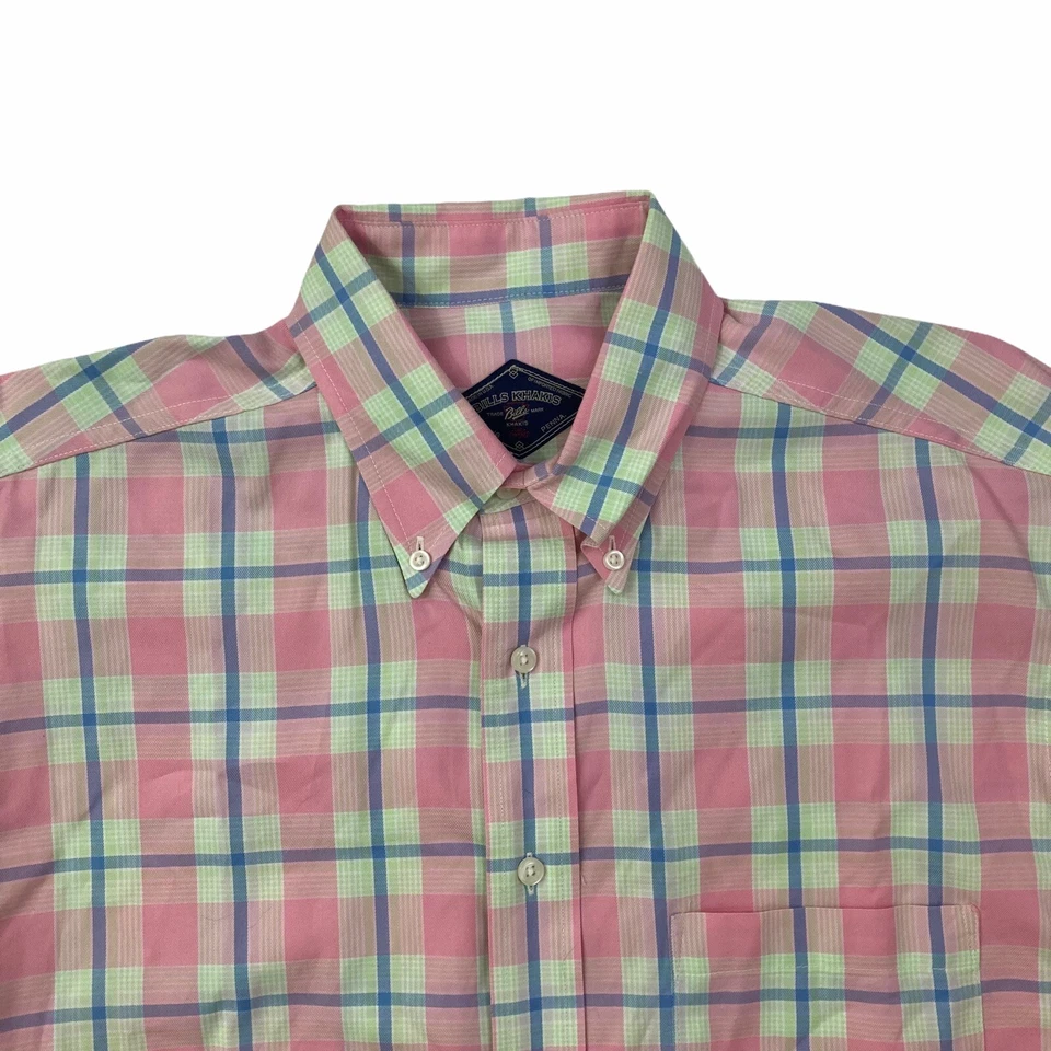 Camisa de vestir Bills Khakis azul a cuadros manga larga con botones para hombre M Foto 2 de 3