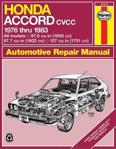 1976-1983 Honda Accord All Models 97.6 97.7 107 Haynes Manuals #42010 MN591