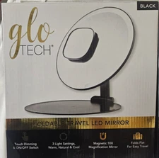 Glo Tech Foldable 8" Travel LED Mirror - Black & White - Open Box