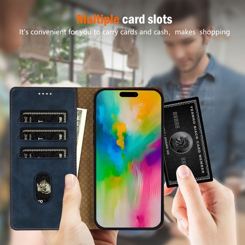 For iPhone 16 15 14 13 12 Pro Max Magnetic Leather Wallet Card Flip Case Cover - Picture 41 of 64