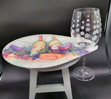 Keller Charles Set Of 12 - Melamie Hors D'oeurve / Snack Plate With Wine Holder.