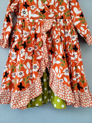 Girls Boutique Jelly The Pug Sleeveless Floral Butterfly Dress Green Orange 6X - Picture 3 of 9