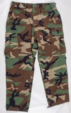 Vintage Military Classic Woodland Camo Cargo Pants BDU Belted Men's MED Short